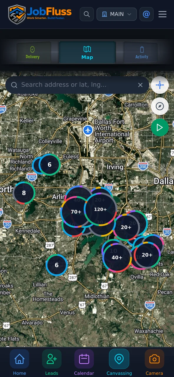 Door-knocking map on a phone