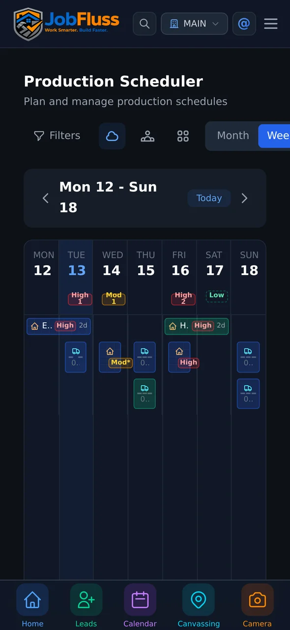 Production scheduler on a phone